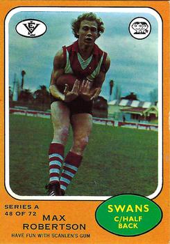 1973 Scanlens VFL #48 Max Robertson Front